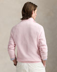 Mesh-Knit Half-Zip Pullover i rosa nærbilde av detaljer, genser fra Polo Ralph Lauren hos Image Mandal