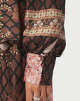 Massima Botanical Border Blouse i Black, skjorte fra Neo Noir hos Image Mandal