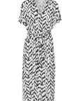 Vega Dress i small monochrome strokes i viskose, kjole fra Saint Tropez hos Image Mandal