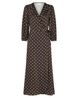 Malinga Dot Dress i dark brown, kjole fra Neo Noir, nærbilde – Image Mandal