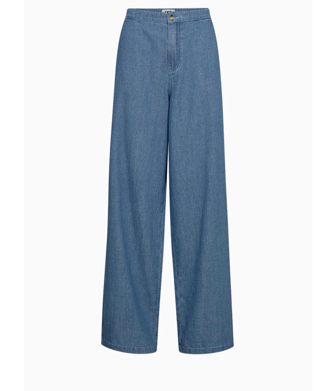 Ivy Queen Chambray Pant i denim blå bakfra, bukse fra Ivy Copenhagen hos Image Mandal