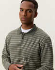 Knitted Stripe Ls Polo