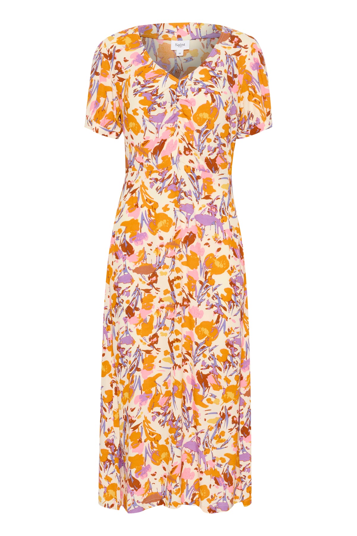 Saint Tropez Eiko lang kjole med blomsterprint – liggende packshot forfra