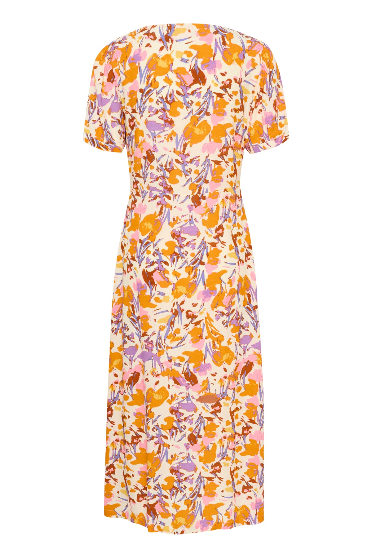 Saint Tropez Eiko lang kjole med blomsterprint – liggende packshot bakfra