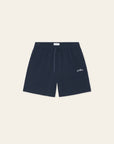 Stan Seersucker Swim Shorts i marine nærbilde av detaljer, badetøy fra Les Deux hos Image Mandal