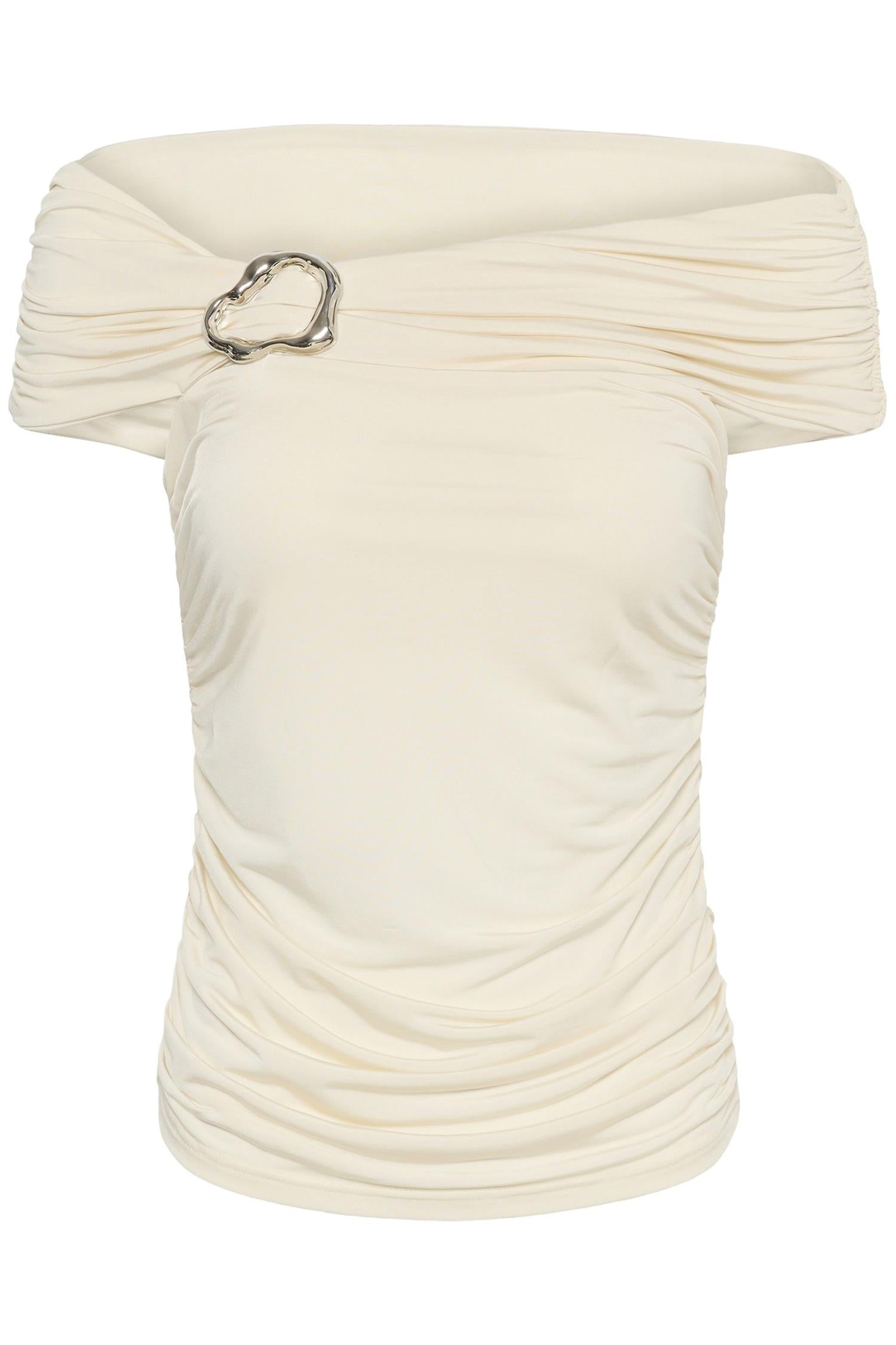 Gzlaily Off Shoulder Top i egret i viskose, skjorte fra Gestuz hos Image Mandal
