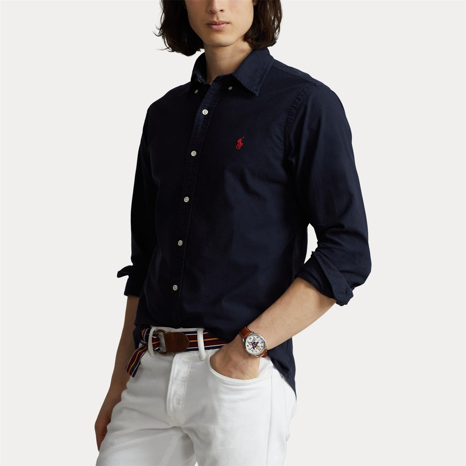 Long-Sleeve Sport Shirt i marineblå alternativt utsnitt, skjorte fra Polo Ralph Lauren hos Image Mandal