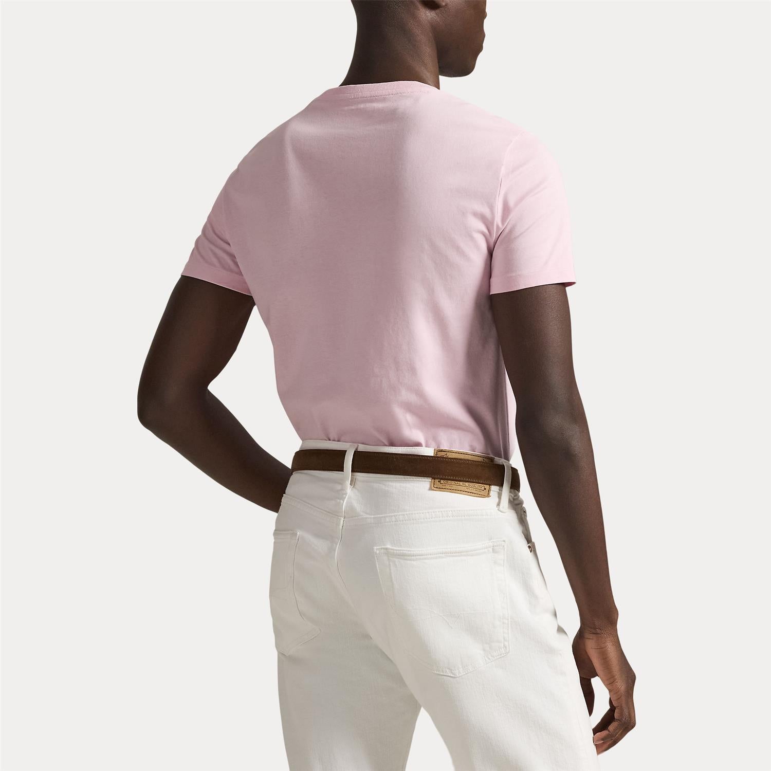 Custom Slim Crew Neck Short-Sleeve T-Shirt i rosa ekstra vinkel, t-skjorte fra Polo Ralph Lauren hos Image Mandal