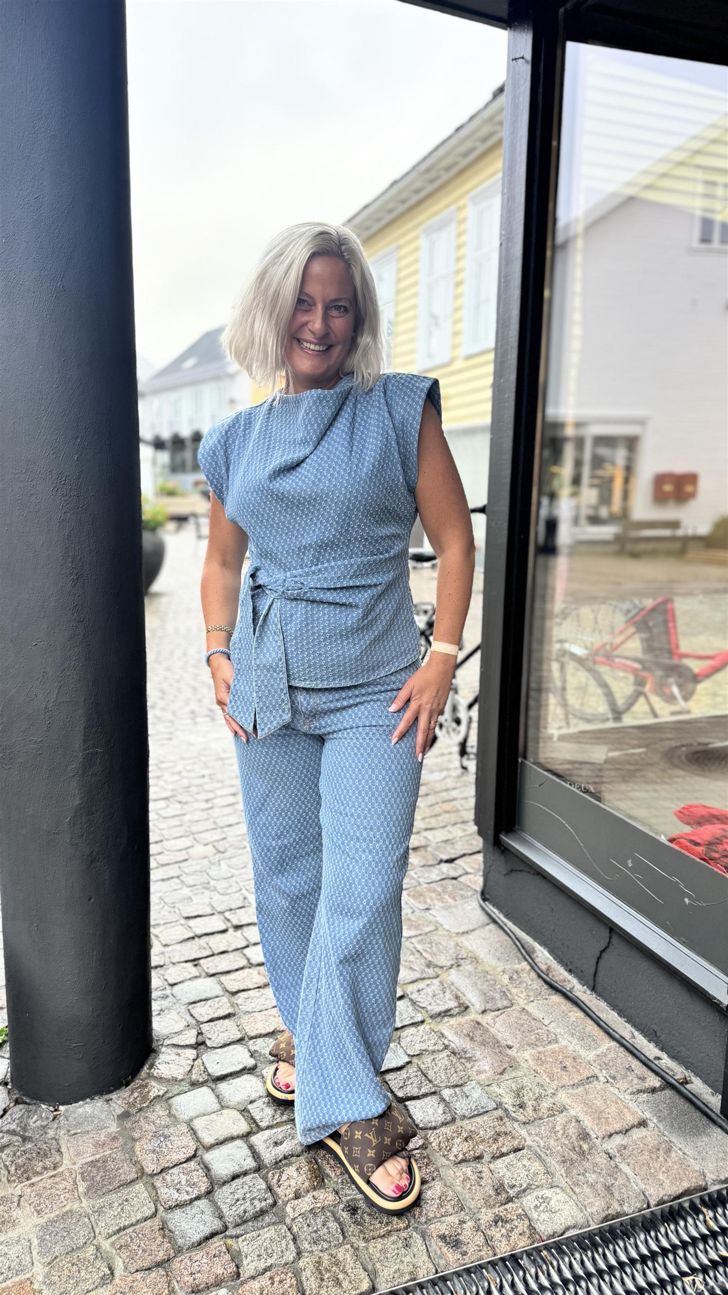 Antocc Denim Pleat Top