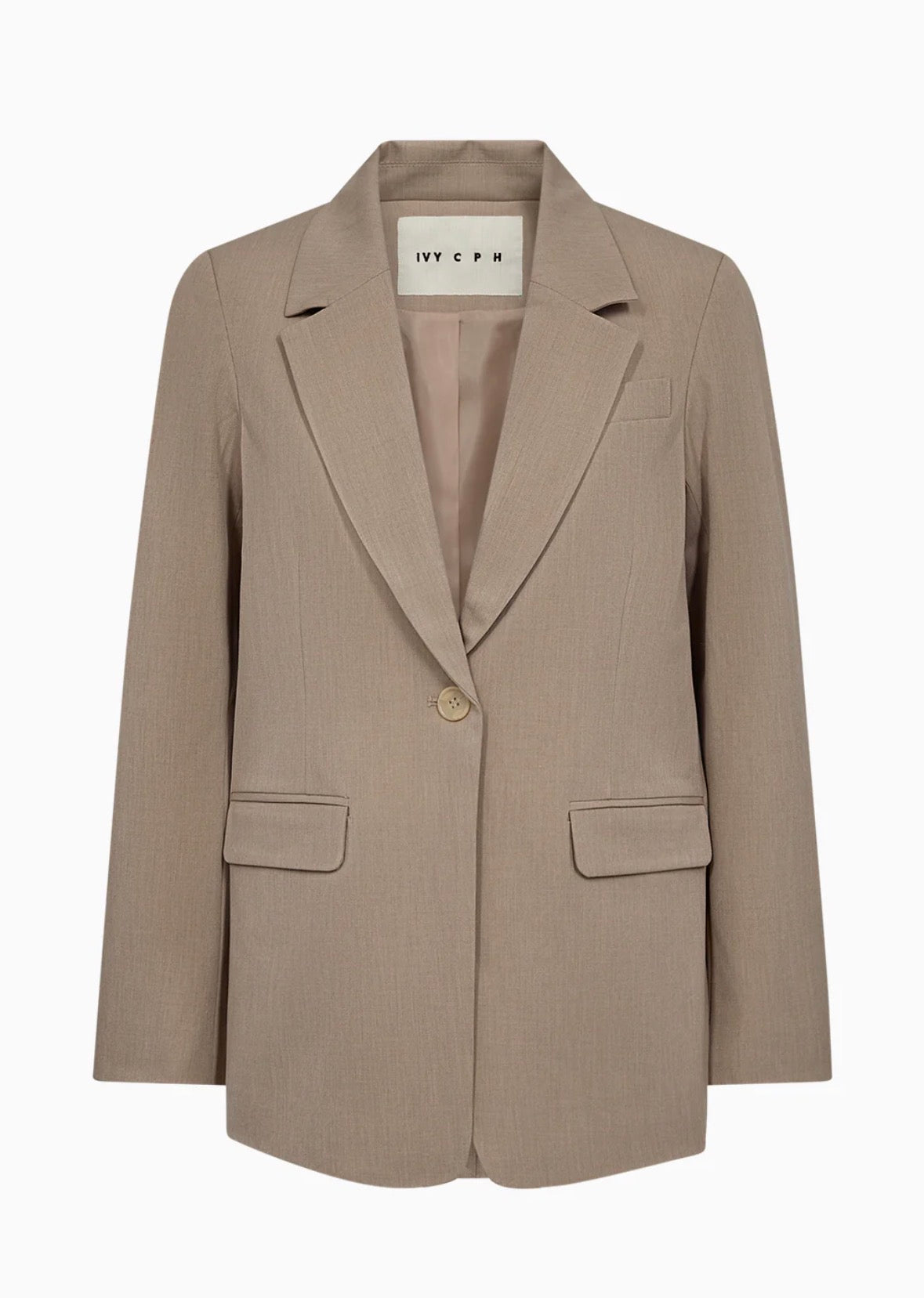 Andrea Essential Blazer i khaki nærbilde av detaljer, blazer fra Ivy Copenhagen hos Image Mandal