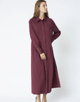 Poppy Shirt Long Dress i wine rød i bomull, kjole fra Co'couture hos Image Mandal