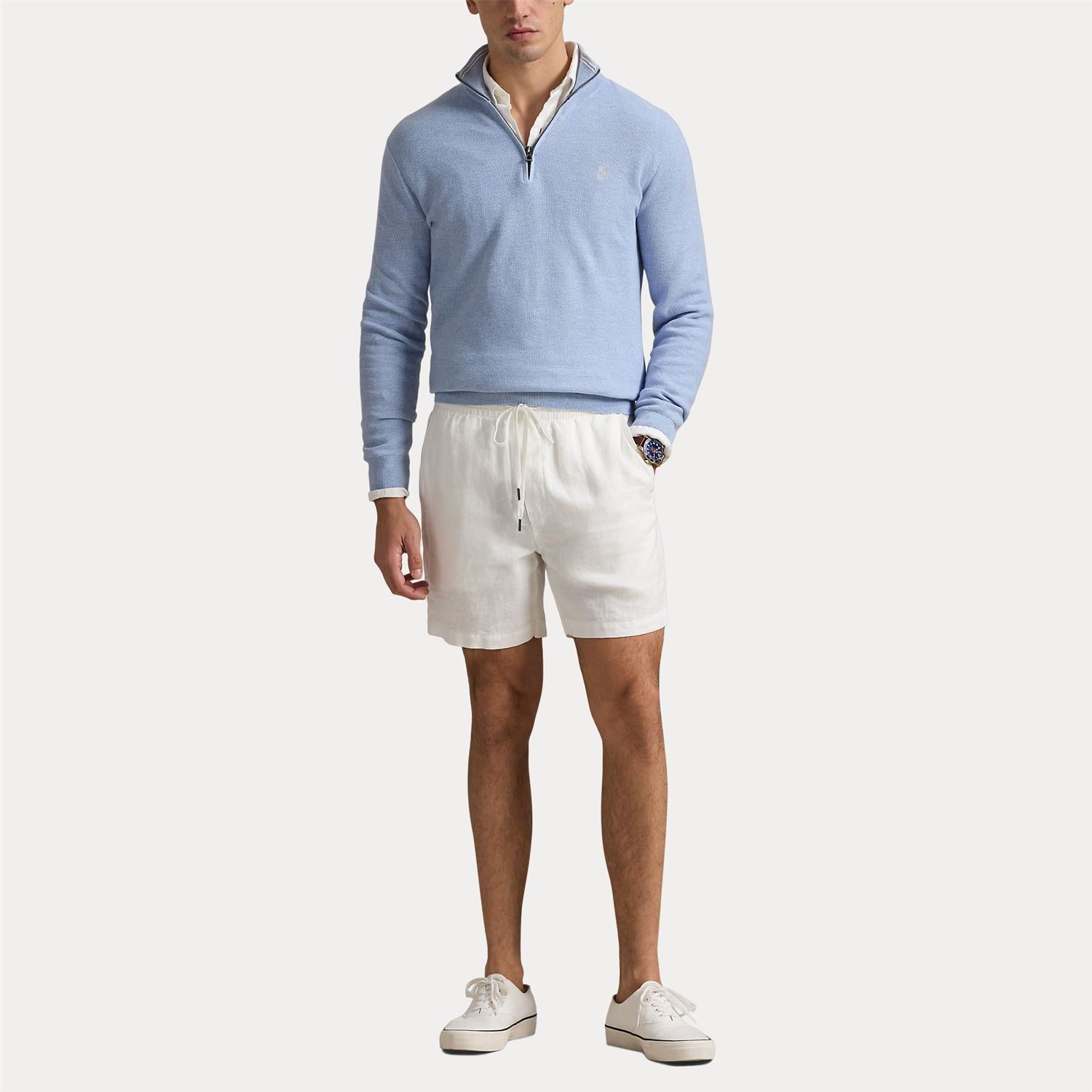 Mesh-Knit Half-Zip Pullover i blå detaljbilde, genser fra Polo Ralph Lauren hos Image Mandal