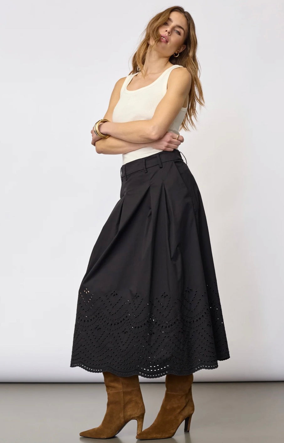 Poppycc Pleat Scallop Skirt