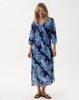 Barbuda Long Poppy i marine sett fra siden, kjole fra Oneseason hos Image Mandal