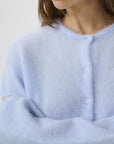 Gzdebbie Short Cardigan i blå finch mélange bakfra, cardigan fra Gestuz hos Image Mandal
