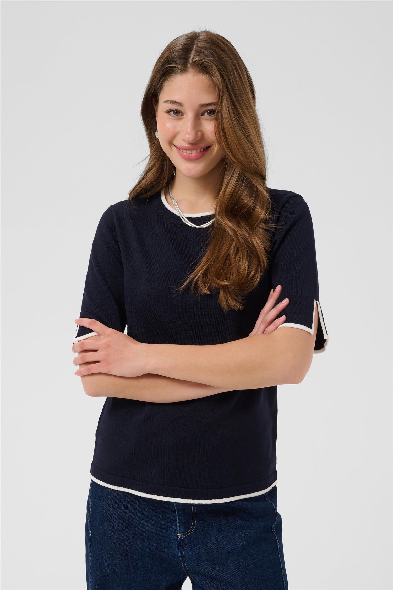 Milasz Contrast Stripe Ss Pullover