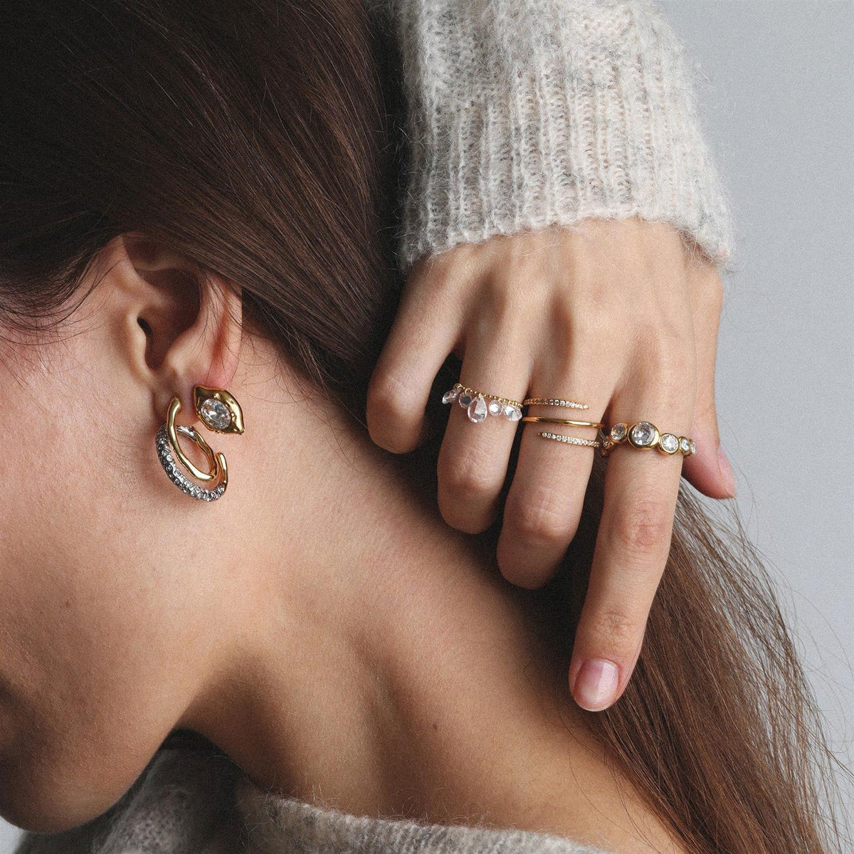 Azia - Crystal Stud Earrings Stainless Steel