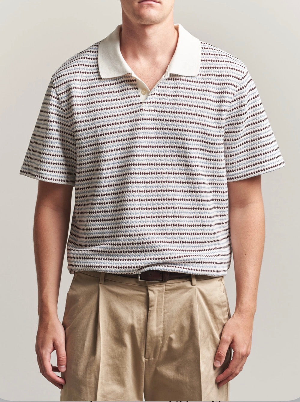Knitted stripe polo