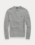 Long-Sleeve Driver Crewneck Pullover i grå i bomull, genser fra Polo Ralph Lauren hos Image Mandal