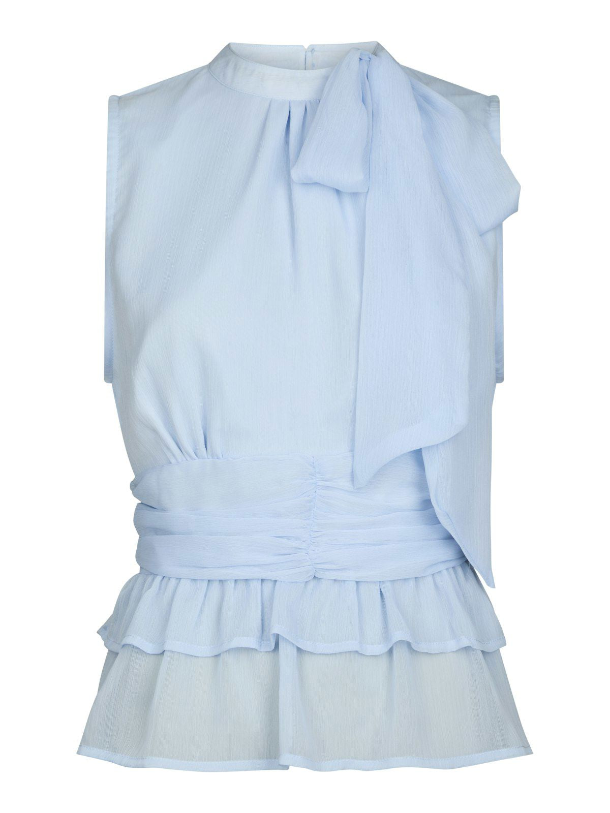 Ansol Solid Chiffon Top i blå detaljbilde, topp fra Neo Noir hos Image Mandal