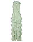 Marli Solid Chiffon Dress i grønn på modell, kjole fra Neo Noir hos Image Mandal