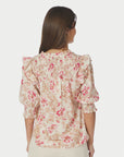 Davina Flower Rose Blouse i rose nærbilde av detaljer, skjorte fra Neo Noir hos Image Mandal