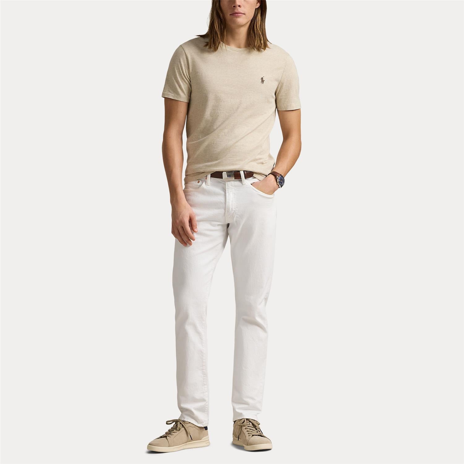 Custom Slim Crew Neck Short-Sleeve T-Shirt i grå ekstra vinkel, t-skjorte fra Polo Ralph Lauren hos Image Mandal