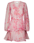 Rivana Print Chiffon Dress i rosa detaljbilde, kjole fra Neo Noir hos Image Mandal