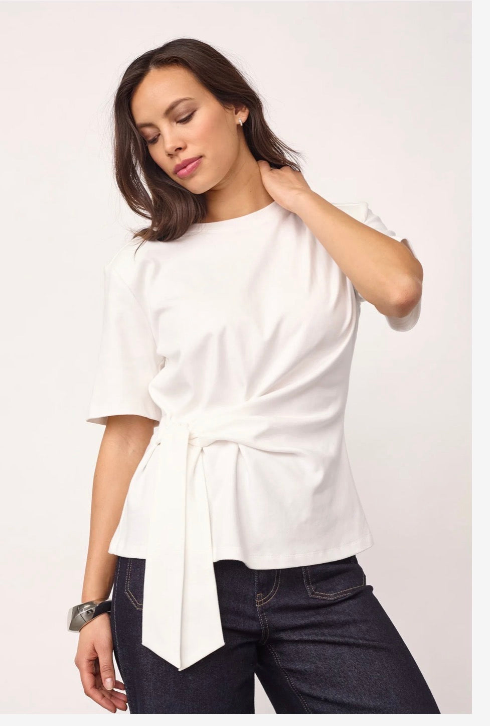 Orianecc Pleat Tie Tee
