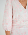 Lin Long Dress i sand/pale rosa nærbilde av detaljer, kjole fra A-view hos Image Mandal