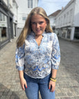 Roselle Artist Paisley Blouse i blå i polyester, bluse fra Neo Noir hos Image Mandal