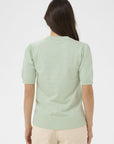 Milasz Ss Pullover i cameo grønn melange stylet antrekk, cardigan fra Saint Tropez hos Image Mandal
