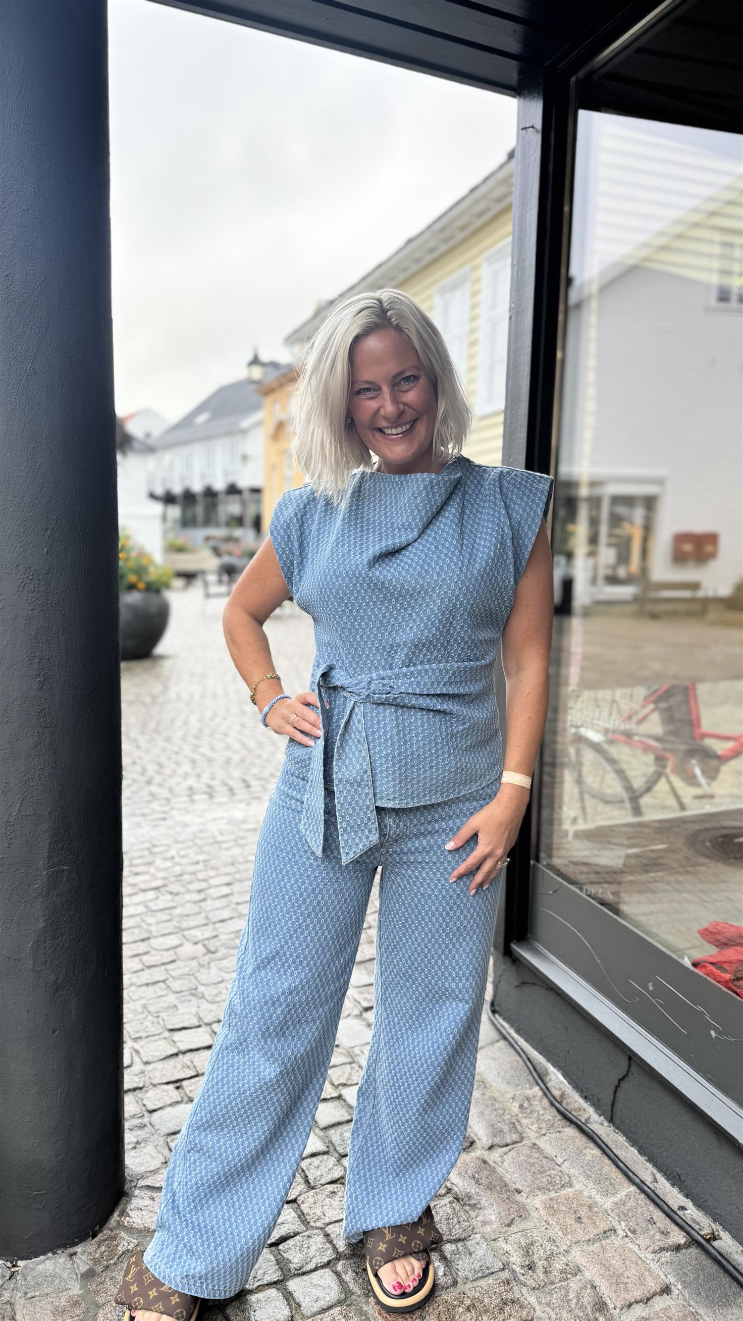Antocc Denim Pleat Top
