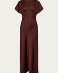 Safira V-dress i brun nærbilde av detaljer, kjole fra Co'couture hos Image Mandal