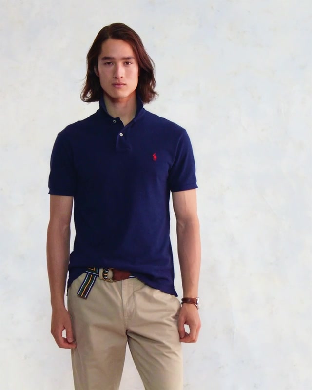 Basic Mesh Ssl Knit i blå alternativt utsnitt, piké fra Polo Ralph Lauren hos Image Mandal