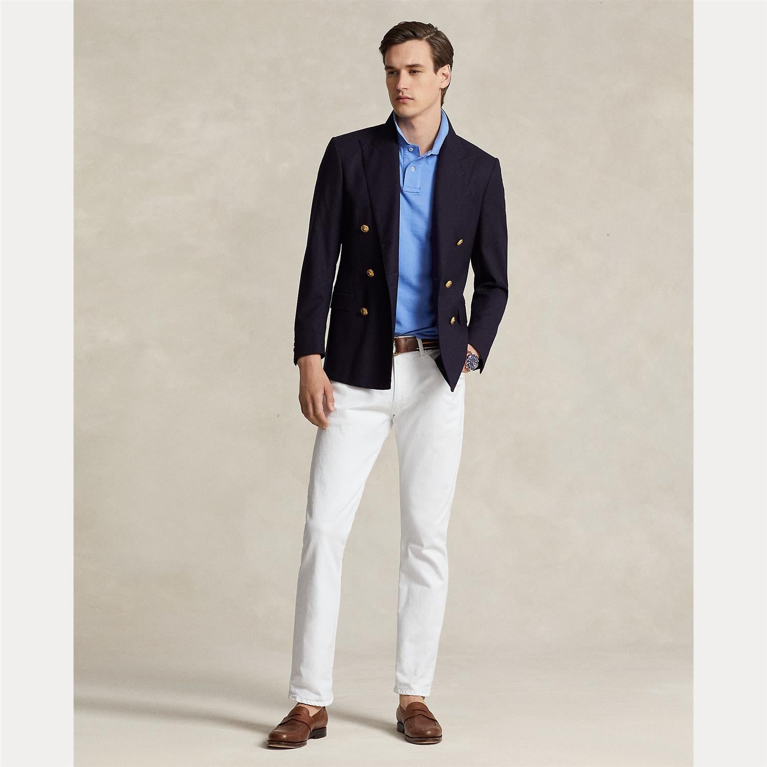 Basic Mesh Ssl Knit i blå ekstra vinkel, piké fra Polo Ralph Lauren hos Image Mandal