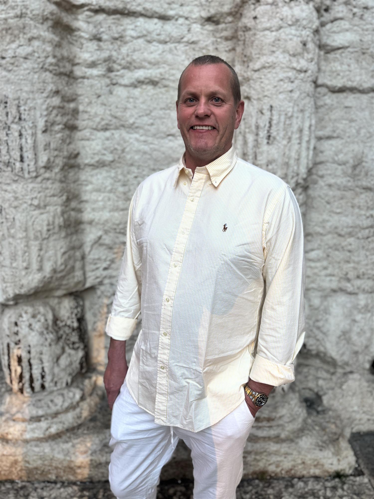 Cubdppcs-Long Sleeve-Sport Shirt i yllw/wht i bomull, skjorte fra Polo Ralph Lauren hos Image Mandal