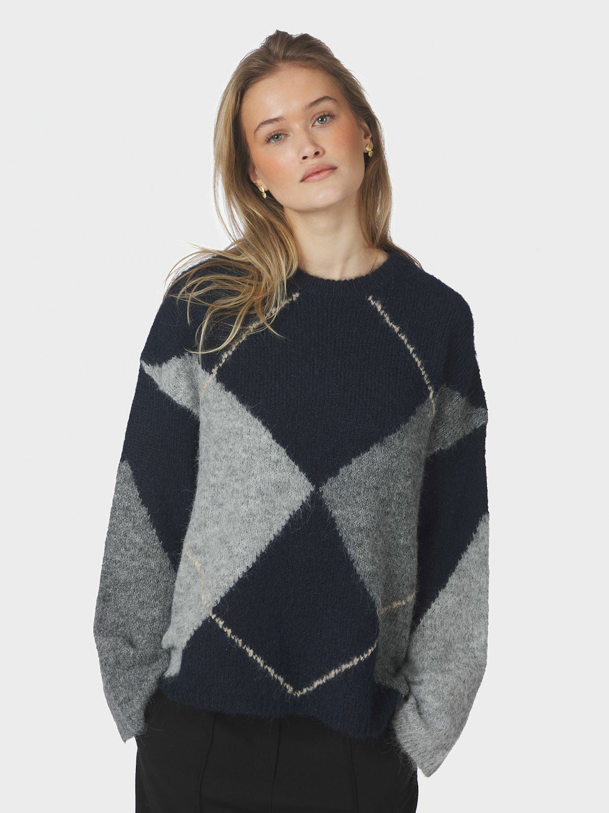 Inga Check Fluff Knit Blouse