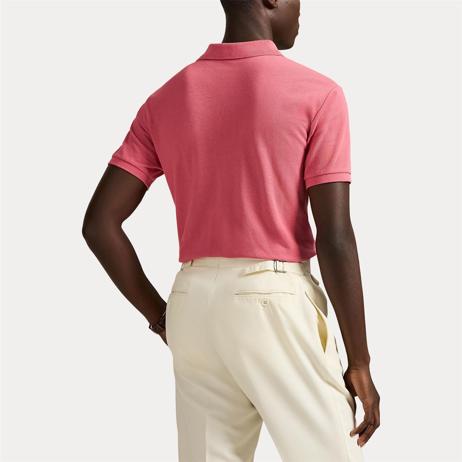 Custom Slim Knit Short-Sleeve Polo Shirt i rød ekstra vinkel, skjorte fra Polo Ralph Lauren hos Image Mandal