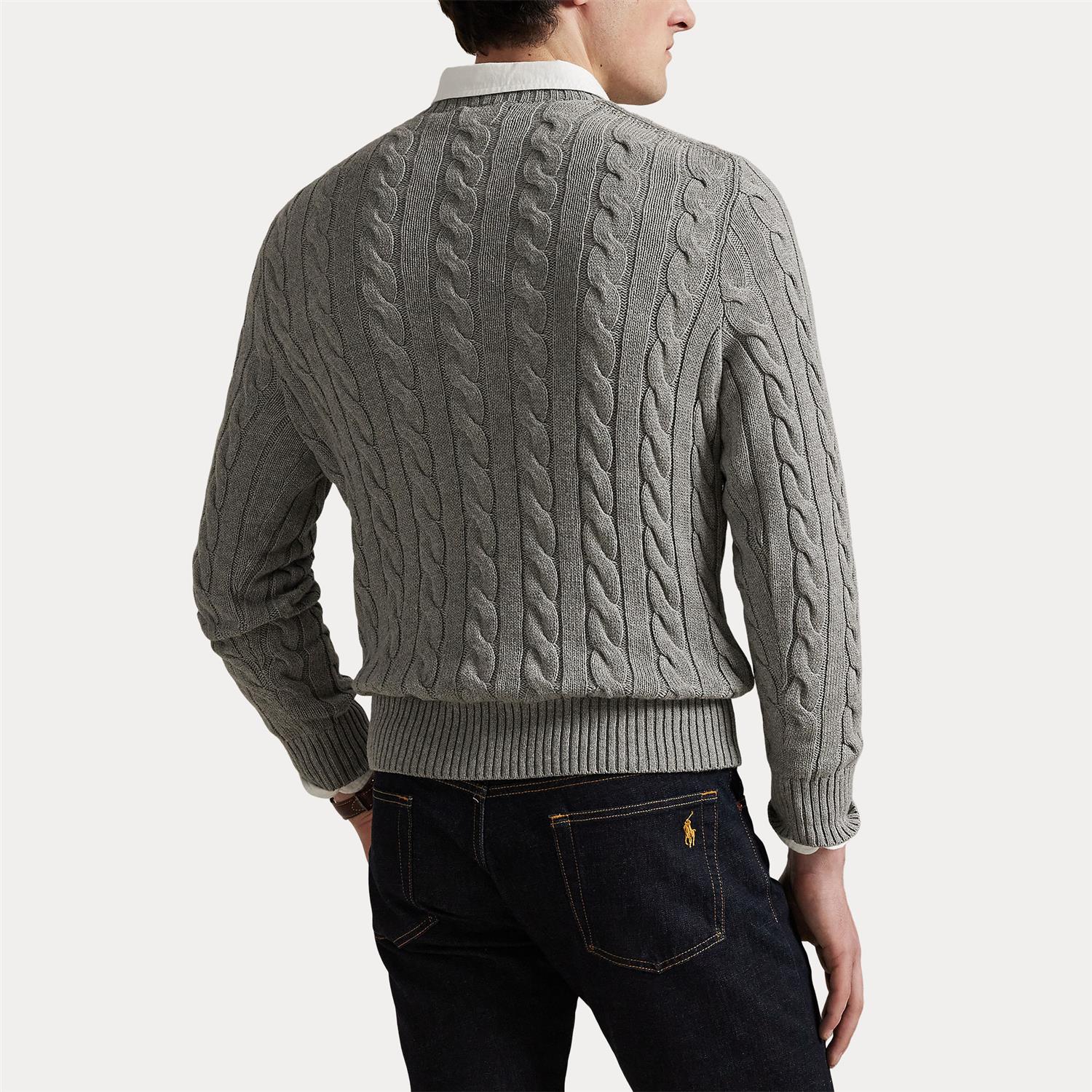 Long-Sleeve Driver Crewneck Pullover i grå detaljbilde, genser fra Polo Ralph Lauren hos Image Mandal