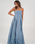 Cosette Dress - Blue Lace i blå nærbilde av detaljer, kjole fra Golightly hos Image Mandal