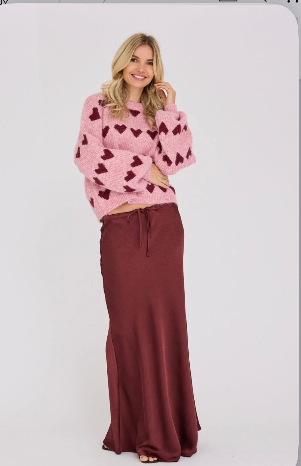 Heart knit pullover
