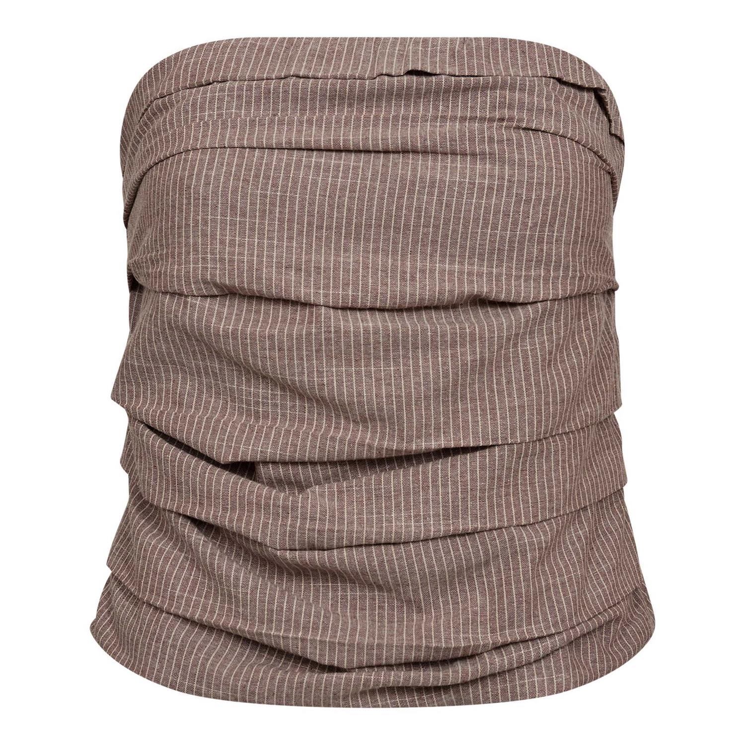 Jihocc Stripe Tube Top i brun sett fra siden, overdel fra Co'couture hos Image Mandal