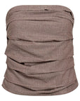 Jihocc Stripe Tube Top i brun sett fra siden, overdel fra Co'couture hos Image Mandal