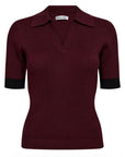 Bonny Polo Knit i burgunder i viskose, bluse fra Co'couture hos Image Mandal