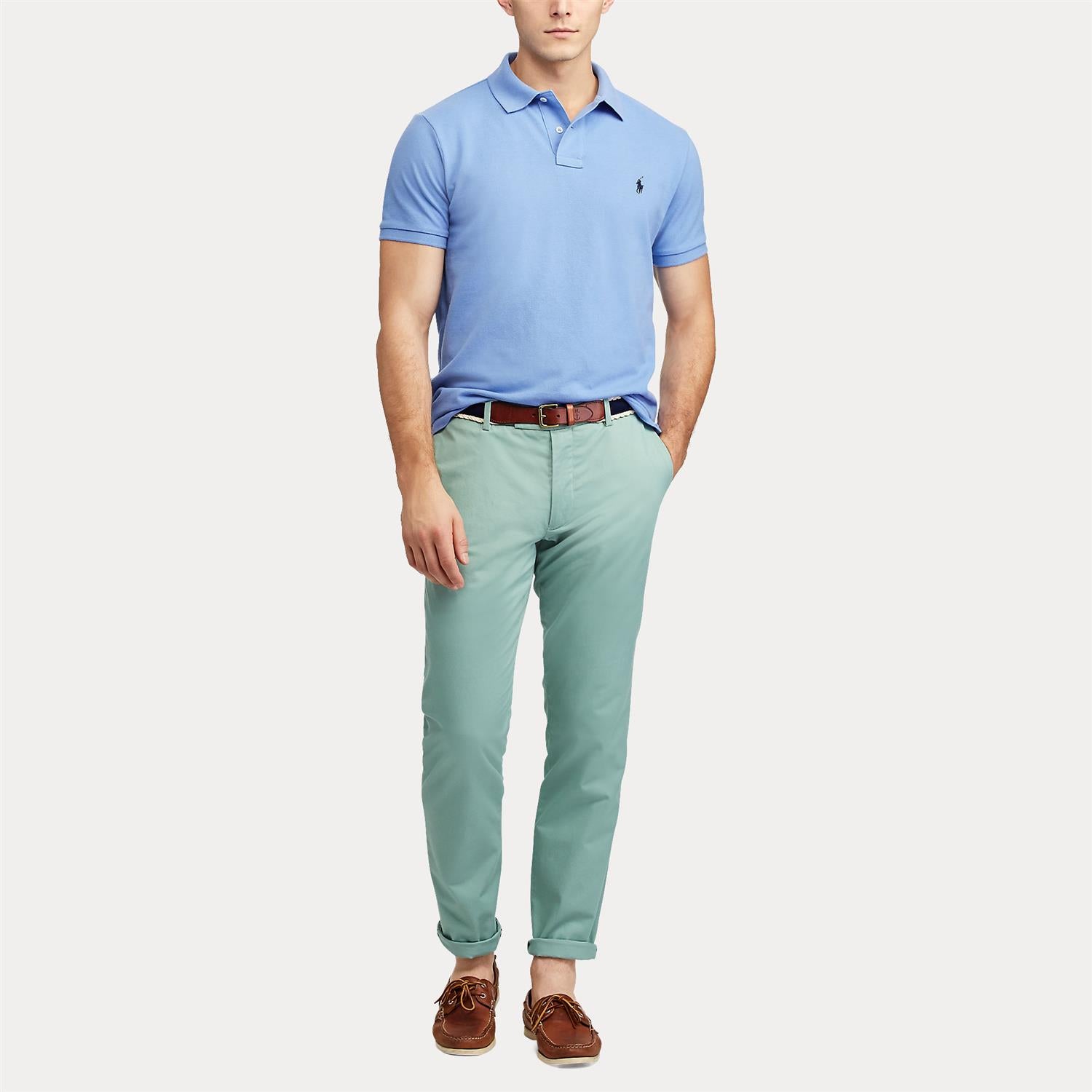 Basic Mesh Ssl Knit i blå detaljbilde, piké fra Polo Ralph Lauren hos Image Mandal