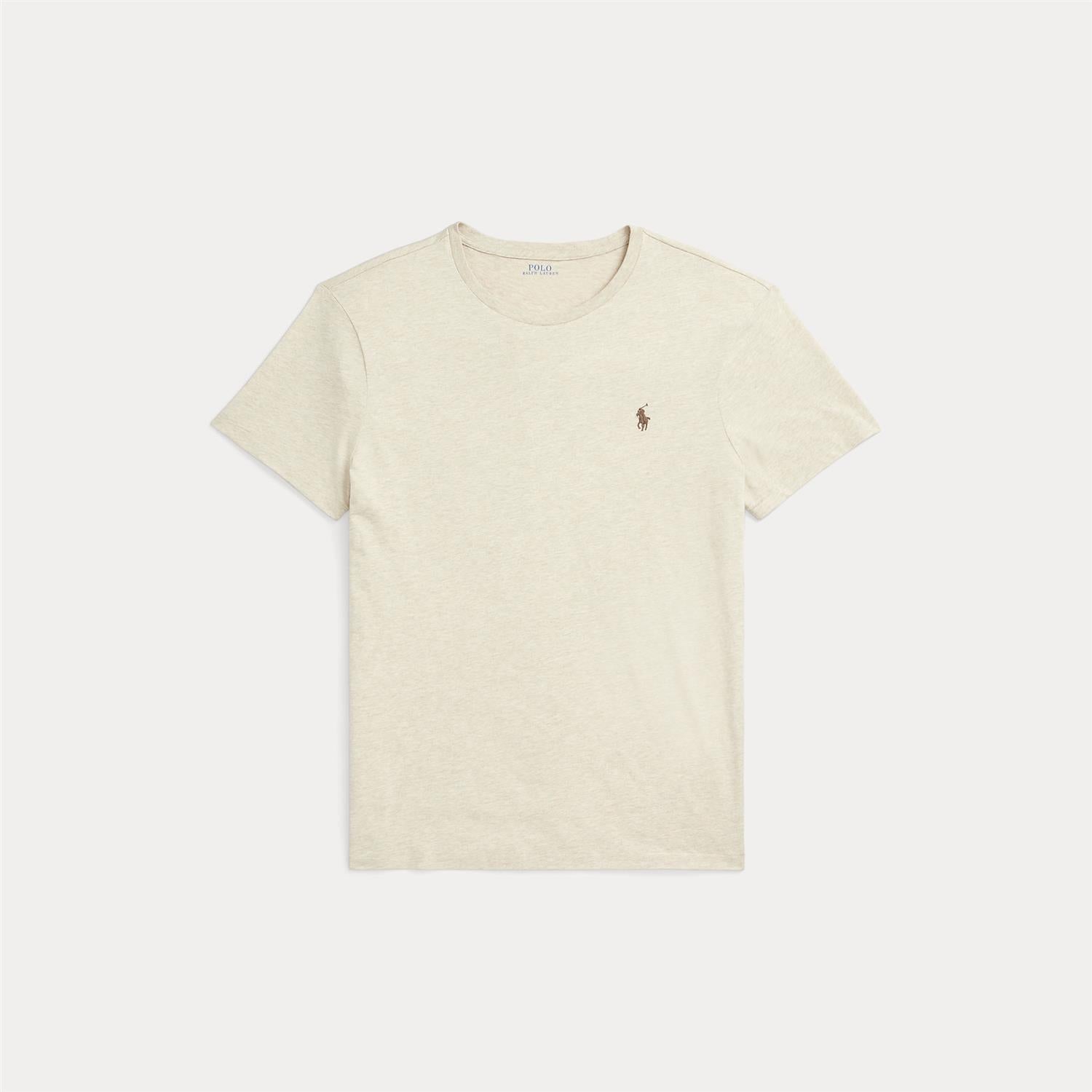 Custom Slim Crew Neck Short-Sleeve T-Shirt i grå i bomull, t-skjorte fra Polo Ralph Lauren hos Image Mandal