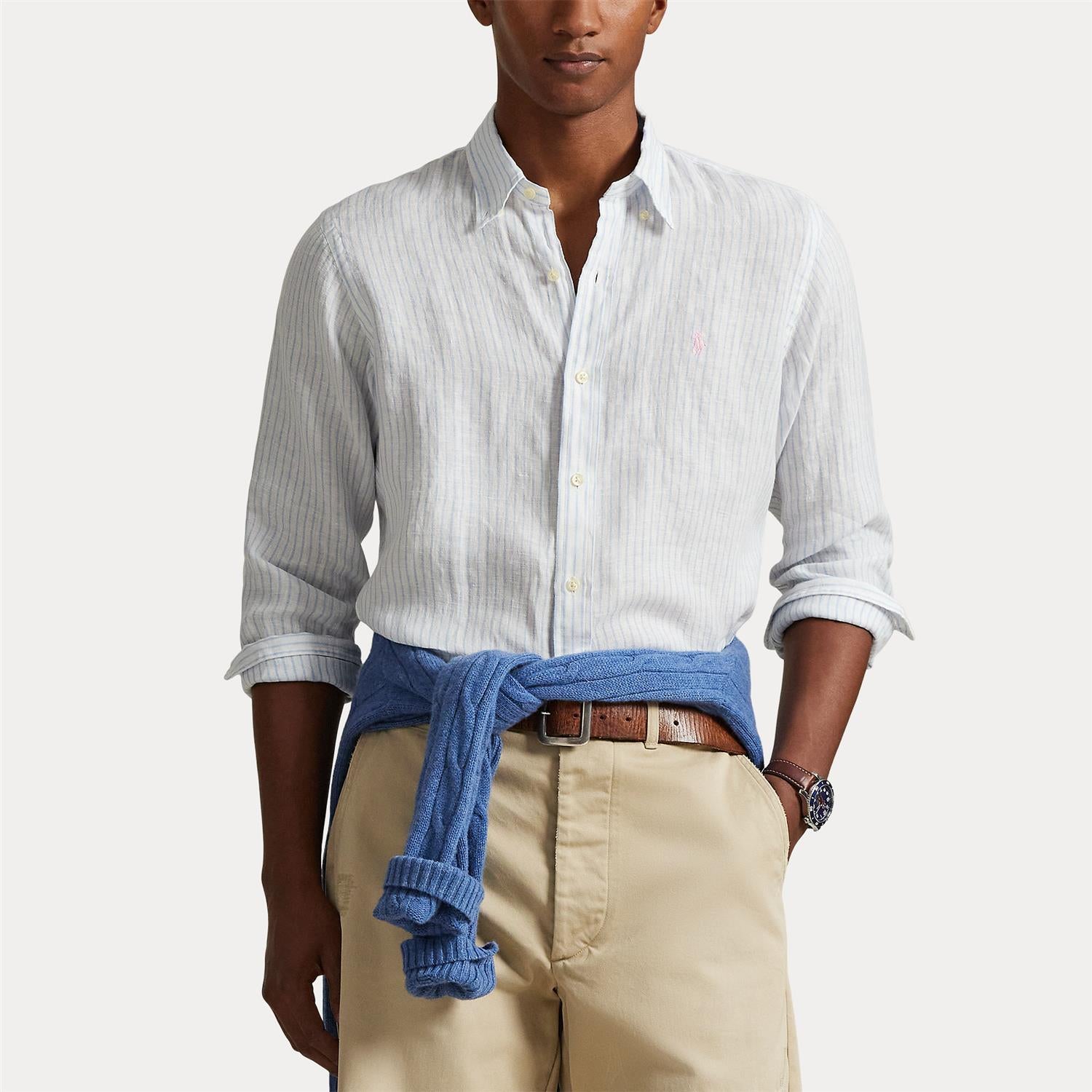 Woven-Sport Shirt-Shirt i white/blue i lin, skjorte fra Polo Ralph Lauren hos Image Mandal