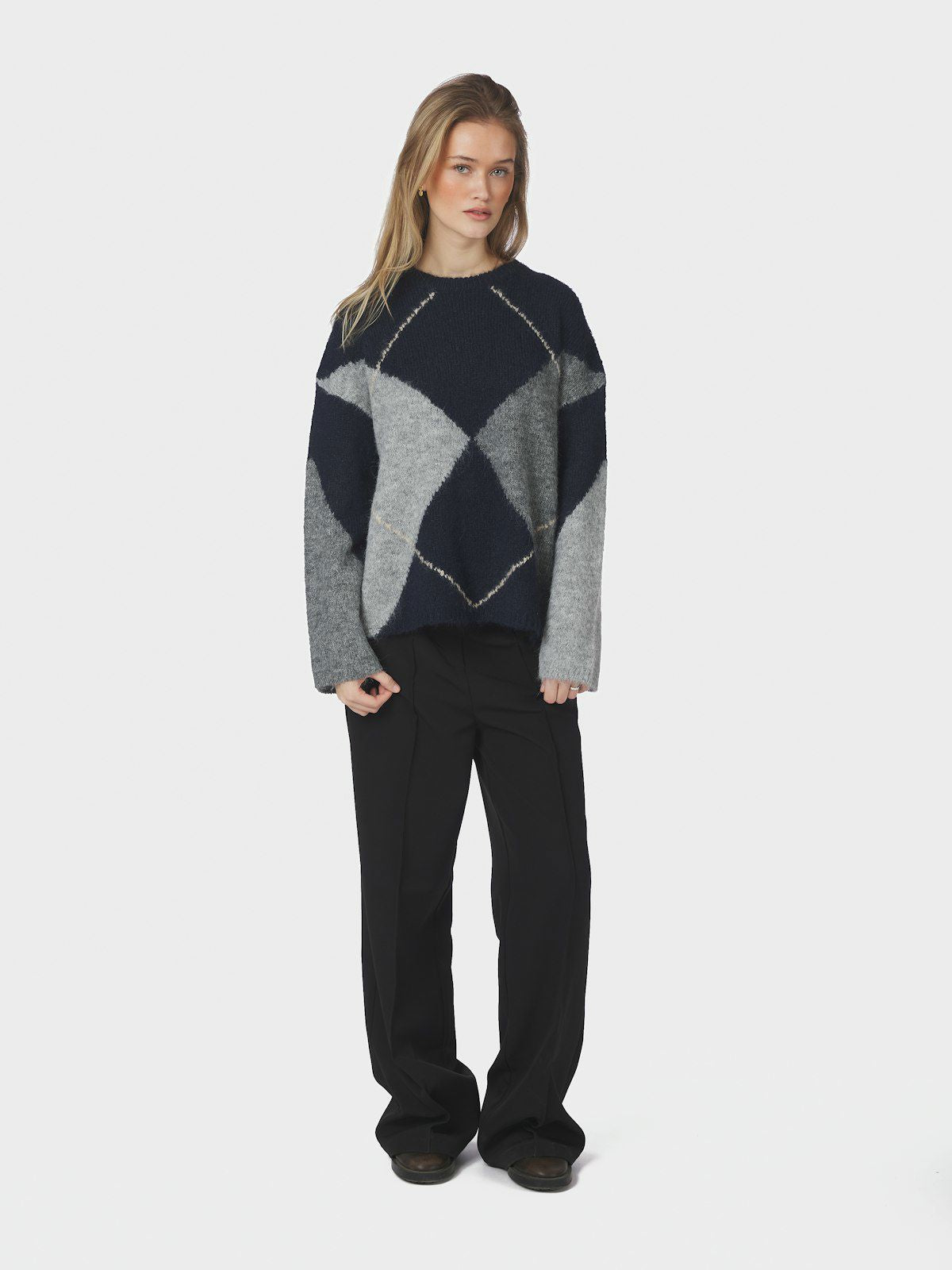 Inga Check Fluff Knit Blouse