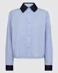Nelson Stripe Shirt i blå sett fra siden, bluse fra Co'couture hos Image Mandal